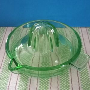 Vintage Green/ Uranium Depression glass Hand Juicer